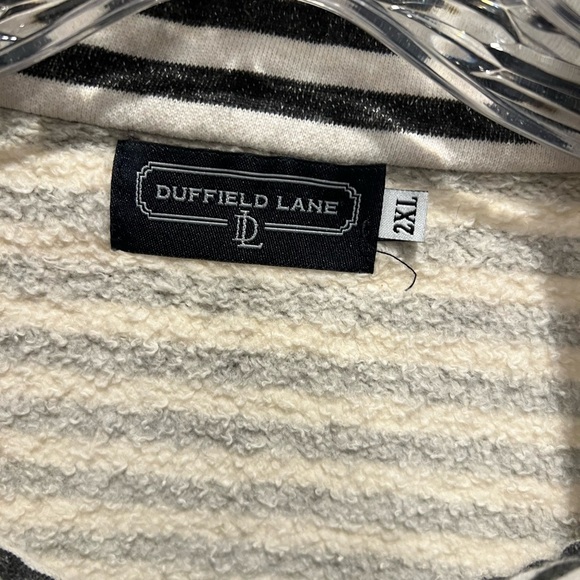 Women’s Duffield Lane Black & White Striped 1/4 Zip Pullover Sz 2XL 100% Cotton - Picture 4 of 9
